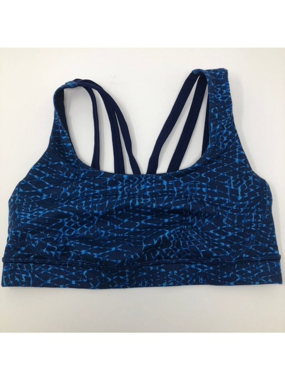 Lululemon Energy Bra Exhale Size 6 Samba Snake Kayak Blue Hero Blue